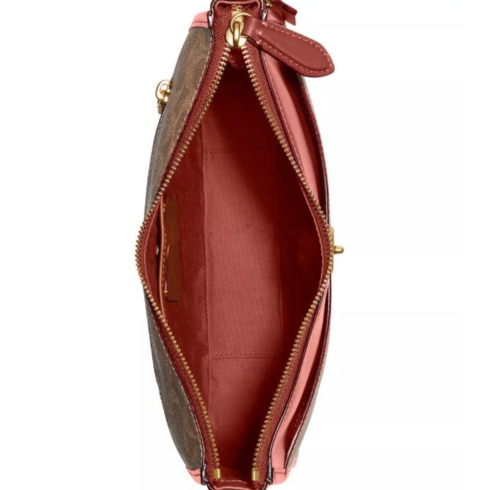 COACH Chaise logo coated canvas women's large crossbody bag purse - Rust/Brown - Picture 16 of 16